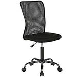 Home Office Chair Desk Executive Task Rolling Swivel Computer Chair with Wheels Armless Small Modern Adjustable Mid Back for Home, Black