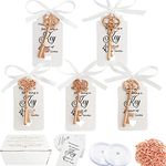 100 PCS Key Bottle Openers,Wedding Favors,Gifts,Decorations or Souvenirs for Guests Bulk,Bridal Shower Party Favors with Card Tag and Chains (Rose Gold)