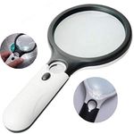 LABART Magnifying Glass with 3 Led Light 3X & 45X Big Size Zoom Lenses for Seniors, Book and Newspaper Reading, Eyelash Extensions Magnifier Glass (Black and White)