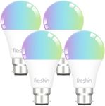 Smart Light Bulbs FRESHIN B22 9W RGBCW WiFi Light Bulb, Dimmable Led Light, 2.4GHz Only, Compatible with Alexa,Google Home No Hub Required (4)