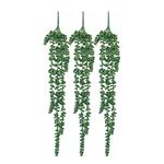 TIED RIBBONS Plastic 3 Pc Plant Hanging Succulents Artificial Plant String Of Pearls Plant Leaves For Home Decor Wall Pot Indoor Outdoor Office Garden Balcony Decoration Items(93 Cm Long)