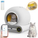 Revolutionize Your Cat's Litter Experience with MESILIVO Smart Self-Cleaning Litter Box - 65L+9L Capacity, App Control, and Mess-Free Design for Multiple Cats, White