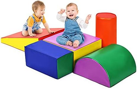 BABY JOY Kids Crawl & Climb Foam Play Set, 5-Piece Kids Foam Block Interactive Playset for Climbing, Crawling, Sliding, Lightweight Foam Shapes for Toddlers in Home, Kindergarten, Playroom (Colorful)