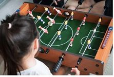 BOXO Mid Size Wooden Table Football Table Indoor Sports Gaming Set Football Board Game Set Table Top Soccer Game Accessories 2 balls