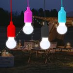 4Pack LED Pull Cord Light Bulb, LED Colorful Mood Bulb Light Hanging Lamp Battery Operated, Portable Night Light for Party Weddings Festivals Lighting Camping Child Room Decoration