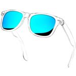 KANASTAL Blue Sunglasses Mens Polarised Womens Mirrored Clear Sunglasses Transparent Frame Blue Tint Coloured Sunglass uv400 - Clear Frame Blue Lens