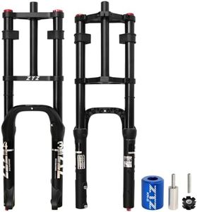 26 Inch 4.0 Fat Tire Bike Air Suspension Fork - 180mm Travel, 135mm Hub Spacing, Rebound Adjust Straight Tube MTB Manual Lockout QR 9mm, Double Shoulder Bicycle Front Forks for Fat Snow Beach E-Bike