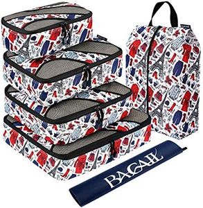BAGAIL 6 Set Packing Cubes,Travel Luggage Packing Organizers(5set+Laundry bag Paris)