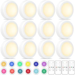 Aokpsrt Puck Lights with Remote Control, 16 Color Changeable Wireless LED Lights,Under Cabinet Lights, Battery Operated Lights with Dimmer & Timmer Great for Closet, Bedroom,Kitchen(12 Packs)