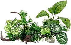 Aquarium Plants Fish Tank Decorations Composite Plastic Artificial Plant Goldfish Waterscape Fish Hides Plastic Driftwood Silk Leaf Set (Wood/Leaf Set)