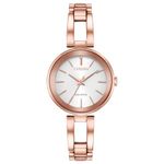 Citizen Ladies Axiom Eco-Drive Watch 28mm Pink Gold-Tone Stainless Steel Case and Bangle with Silver-White Dial (EM0633-53A)