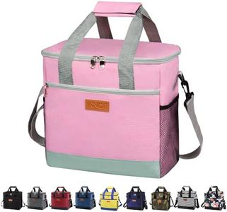 iknoe Large Cooler Bag Collapsible, 15L Insulated Bags, Leakproof Lunch Cooler Tote with Multi-Pockets for Adult, Insulated Lunch Box for Beach, Picnic,Work, Pink 24-Can