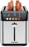 Chefman Smart Touch 4 Slice Digital Toaster, 6 Shade Settings, Stainless Steel Toaster 4 Slice with Extra-Wide Slots, Thick Bread Toaster and Bagel Toaster, +10, Defrost, Removable Crumb Tray