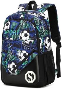 BTOOP Backpack for Kids Boys Girls Elementary Bookbag 17 Inch Middle School Bag Primary Rucksack for Teens Travel Fits Age 6+, Graffiti-football Black, Modern