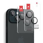 BERSEM 2 Pack Camera Lens Protector for iPhone 15 6.1" / iPhone 15 Plus 6.7", Auto-Alignment EZ Kit, 9H Tempered Glass, Anti-Scratch, Ultra HD, Case Friendly, Camera Lens Cover-BLACK