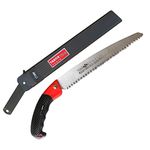 TABOR TOOLS TTS32E Pruning Saw with Sheath, Hand Saw with 10 Inch (25cm) Straight Blade and Holster, Suitable for Trimming Tree Branches and Clearing Forest Trails.