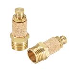 uxcell Sintered Bronze Exhaust Muffler Top Adjustable 1/4 NPT - Brass Body Pneumatic Air Muffler Air Flow Speed Controller Brass Flow Control Muffler 2pcs