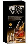 DIVCHI Whiskey Stone Bullets Gift Set of 6 - Silver Whiskey Ice Cubes Reusable - Whiskey Bullets Stainless Steel in Revolver Base - Chilling Whiskey Rocks Gift Set Gift Set