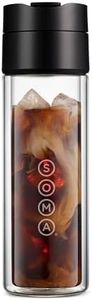 SOMA Double Wall Insulated Glass Tea and Coffee Cold Brew Bottle, Black, 12oz (SM18501K)