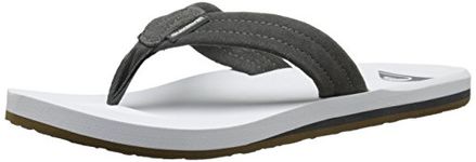 Quiksilver Men's Carver Suede 3 Point Flip Flop Athletic Sandal, Grey/White/Grey, 10