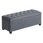 SONGMICS Storage Ottoman Bench, Ottoman Foot Rest with Legs, 40 x 110 x 40 cm, End of Bed Bench, Storage Chest, Load up to 300 kg, for Living Room, Bedroom, Entryway, Slate Grey LSF089G03