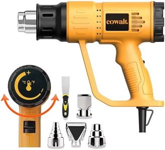 COWALT Heat Gun 1800W Fast Heating for Vinyl Wrap, Crafting, Shrink Tubing, Paint, Epoxy Resin, Candle Making Variable, Adjustable Temperature, Overload Protection Hot Air Gun Kit Nozzles, Scraper