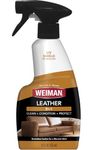 Weiman Leather Cleaner & Conditioner - Gentle Formula Cleans, Conditions and Restores Leather and Vinyl Surfaces – UV Protectants Help Prevent Cracking or Fading of Leather Sofas, Car Interiors, Shoes, Purses and More - 12 fl. oz.