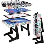 HLC 4 IN 1 Multi Sport Game Combination Table Set for Kids Pool Table, Foosball Table,Ping Pong Table, Slide Hockey for Family Parent-child Interactive Game Table for Kids (4ft, 1.2m)