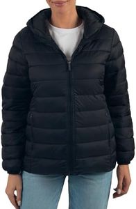 Alpine Swiss Eva Women’s Hooded Puffer Jacket | Lightweight Down Alternative Coat | Warm Water-Resistant Packable Winter Outerwear with Zip Pockets BLK 2XL