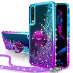 Miss Arts for Huawei P30 Case, [Silverback] Moving Liquid Holographic Sparkly Glitter Case With Kickstand, Girls Bling Ring Slim Cover for Huawei P30 -Purple