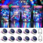 30 LED 10 Packs Mason Jar Lights with Hangers Colorful Solar Mason Jar Lids Fairy String Light Outdoor for Patio Yard Garden Decor Christmas Wedding Party Lights (NO Jars)