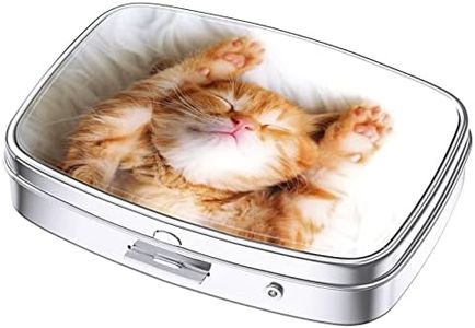 Nipichsha Pill Box, Small Pill Case for Purse & Pocket, Cute Medicine Organizer Travel Pillbox, Portable Pill Container Holder to Hold Vitamins, Medication, Fish Oil and Supplements, Cute Cat