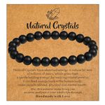 MAIBAOTA Matte Black Agate Bracelet, Black Beaded Bracelet for Men Women, 8 mm Round Bead Bracelet, Jewelry Gifts for Men Women