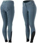 Equinavia Astrid Womens Silicone Full Seat Breeches | Mid Rise Riding Pants with Phone Pockets - Bluestone Blue - 24