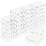 BELLE VOUS 12 Pack of Clear Plastic Storage Box Containers with Hinged Lids - Mini boxes for Pills, Beads, Jewellery & Craft Items (Size 4)