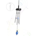 Hianjoo Wind Chime, Mini Classic Wind Chimes 28CM / 11" Premium Metal Chime with 4 Aluminum Tubes Ceramic Beads for Outdoor Indoor Decor Smooth Melodic Tones Chime for Garden Patio Balcony Home, Black