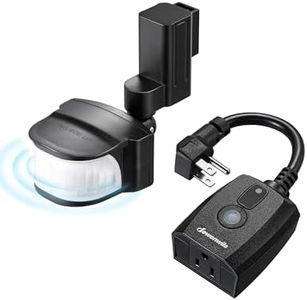 DEWENWILS Motion Sensor Outlet, Indoor Outdoor Motion Sensor Plug Outlet, Adjustable Sensing Angle,50FT Detection Range, 100FT Wireless Light Switch Transmitter, No Wiring, Long Time Delay