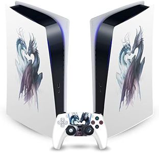Official Jonas JoJoesArt Jdicke Yin and Yang Dragons Art Mix Vinyl Faceplate Sticker Gaming Skin Decal Cover Compatible with Sony Playstation 5 PS5 Digital Edition Console and DualSense Controller