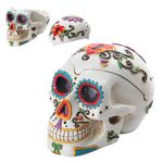 Day of The Dead Themed Skull Hand Painted Resin Ashtray