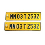 IND costomized Fancy Aluminium Number Plates for OLD Car, with buyer's text or number embossed - punching - front and back YELLOW-TAXI - NO SERIAL CODE