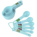 Freshdcart Sky Blue Measuring Cup & Spoons For Baking 12 Pcs, Cooking,Cake Kitchen Measuring Spoon - Plastic