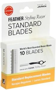 Feather Styling Razor Standard Blades - Professional Hair Cutting Blades for Styling, Shaping, Feathering, & Thinning - Stainless Steel Single Edge Guarded Blade - Made in Japan - Refill Pack - 10 Ct