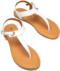 SANDALUP White Sandals Women's Thong Flat Sandals with Adjustable Buckle Summer Shoes, 6.5