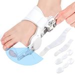 Kutain Comfort Bunion Corrector for Women & Men, Orthopedic Toe Straightener, Adjustable Splint Bunion Pads Day Night Support with Toe Separator for Bunion Relief (White)