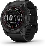 Garmin fenix 7X Sapphire Solar, Larger sized adventure smartwatch, with Solar Charging Capabilities, rugged outdoor watch with GPS, touchscreen, wellness features, black DLC titanium with black band