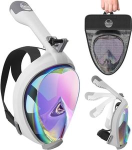 Aleoron - Full Face Snorkel Mask Foldable UV Easybreath - 2.0 Panoramic 180 Seaview Snorkeling Mask with Action Camera Mount - Scuba Mask Anti Fog for Adults & Youth (Women & Men)