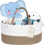 KiddyCare Baby Diaper Caddy Organizer, Cotton Nursery Baby Gift Basket with Handle Lid Baby Caddy Organizer, Portable Baby Basket Diapers & Wipes, Basket for Moms, Wheat Field - Large