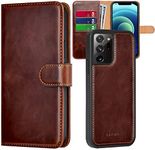 PULOKA Samsung Galaxy Note 20 PU Leather Wallet Flip Case Cover with Detachable 2 in 1 Function – Brown