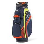 Bag Boy Chiller Pro Golf Cart Bag, 14 Way Top with Full Length Individual Dividers, Rubberized Putter Well, Removable Cooler, 9 Zippered Pockets, Navy/Orange/Citrus