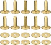 uxcell 10 Set Brass Rivets and Burrs, 10x3.3x14mm Solid Leather Brass Rivet Fastener for Leather DIY Craft Supplies, Gold Tone